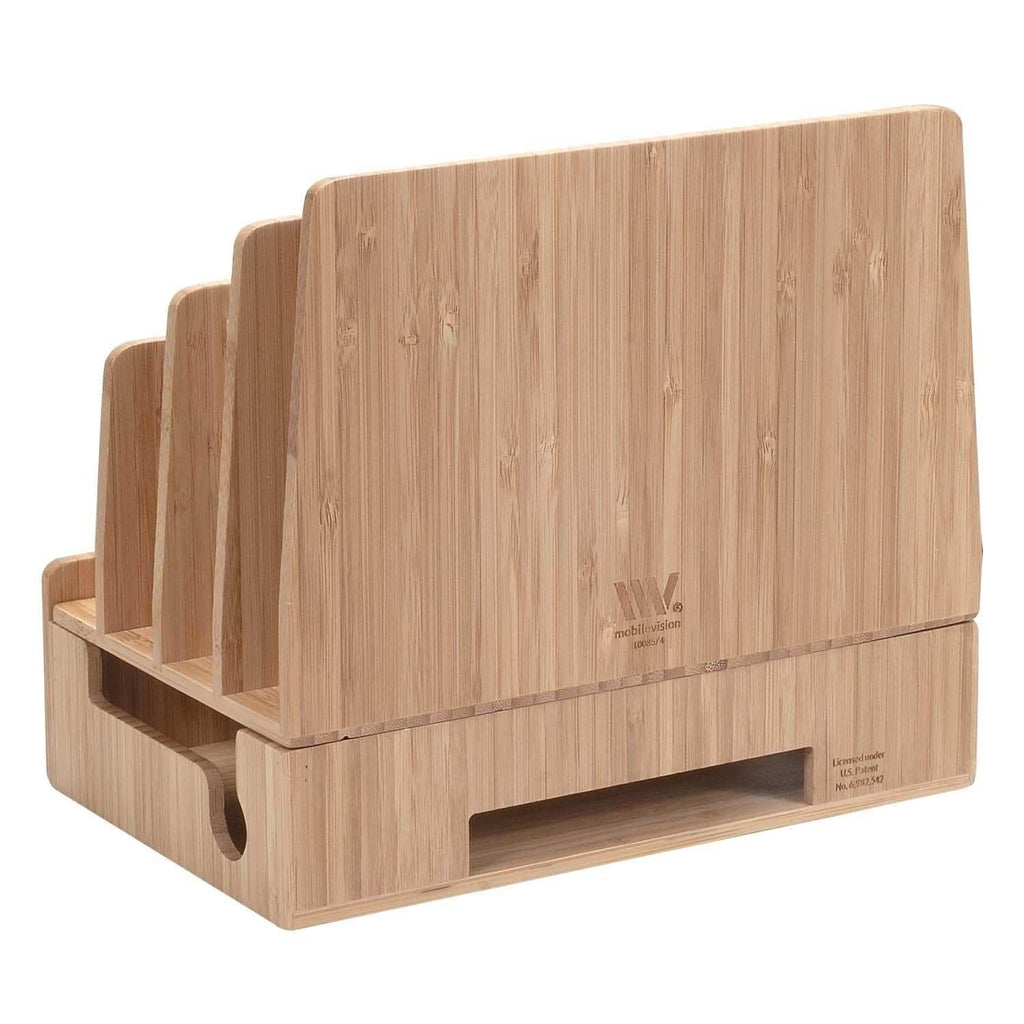 MobileVision Bamboo Charging Station &amp; Multi Device Organizer Slim Version for Smartphones, Tablets, and Laptops